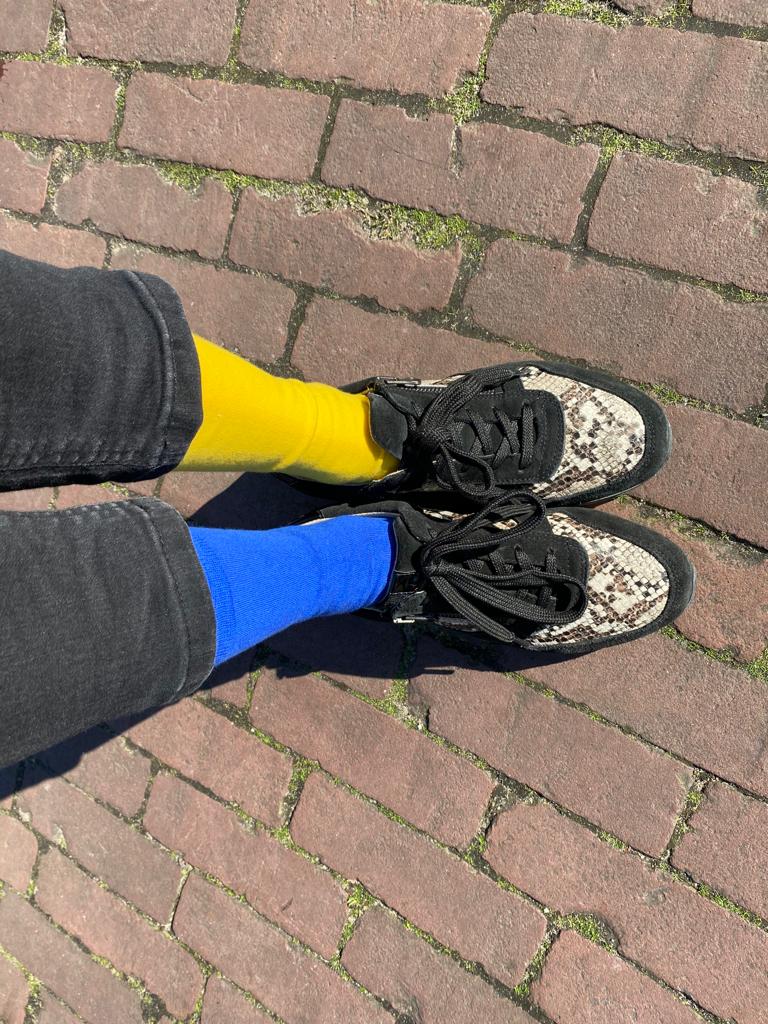 blauwgele sokken 'Oekraïens' 